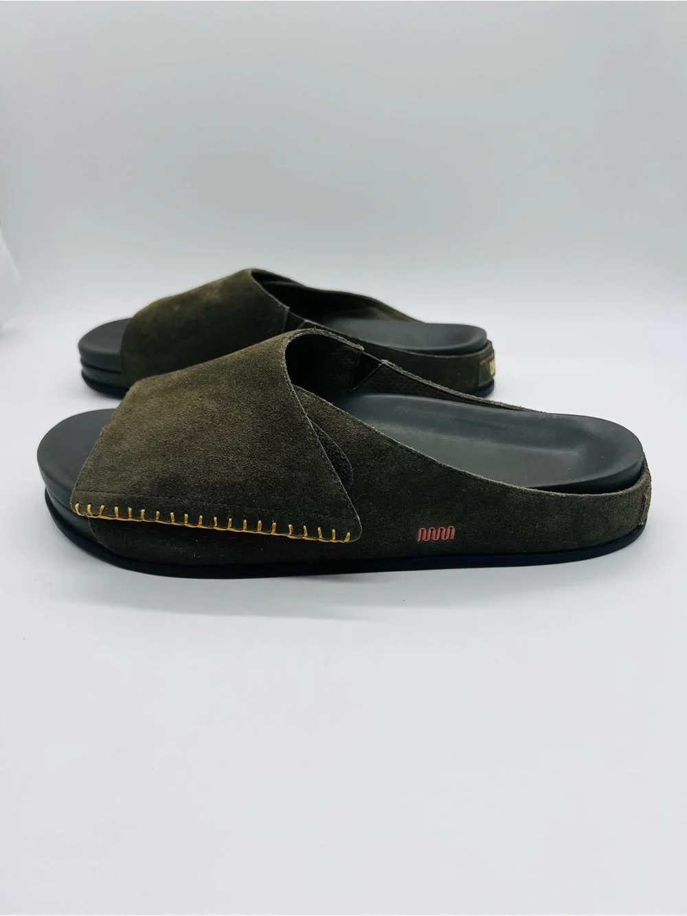 Commbi Unisex The Ollie Slide Sandals in Olive with Cushioned Footbed